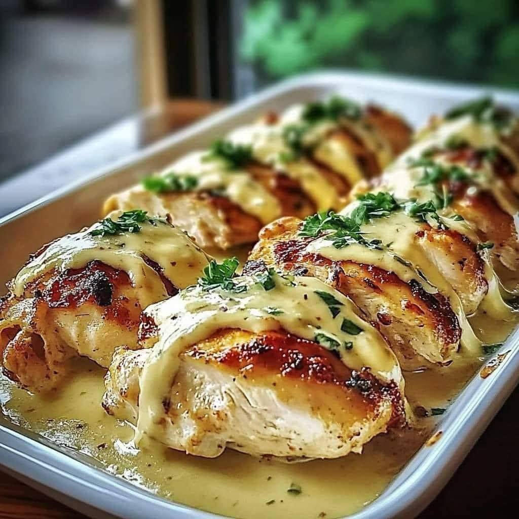 Juicy Baked Caesar Chicken with Parmesan Sauce