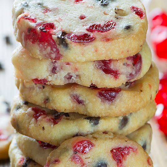 Christmas Maraschino Cherry Shortbread Cookies