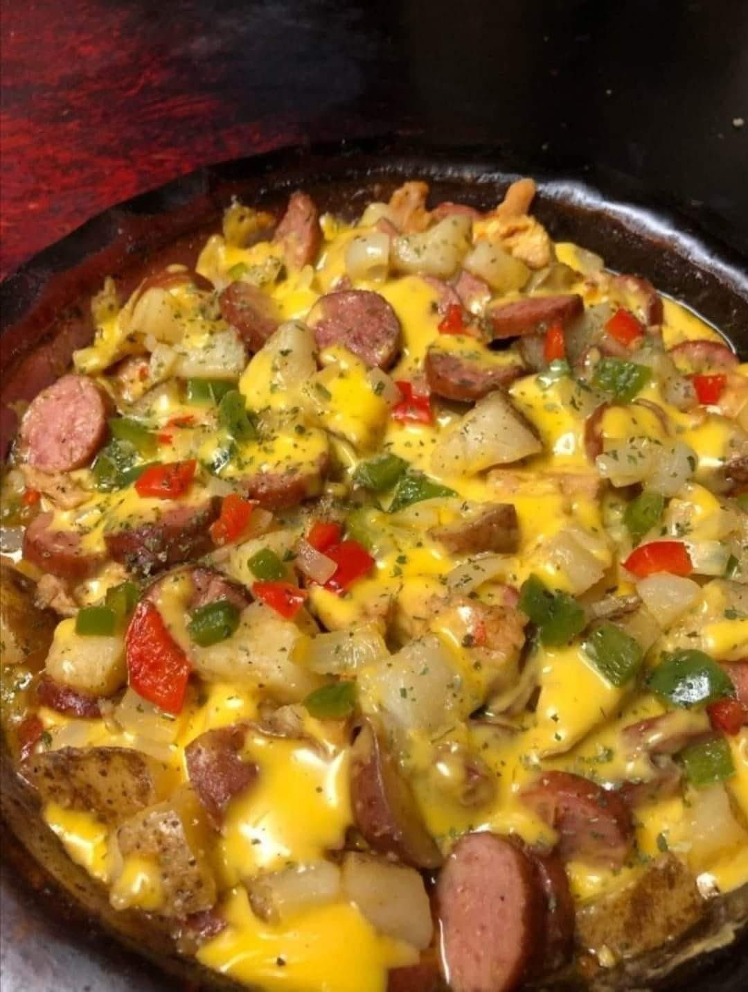 CHEESE POTATO & SMOKED SAUSAGE CASSEROLE