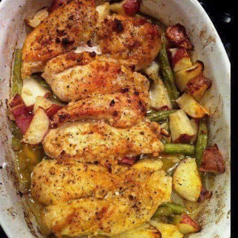 WOW!!!! THIS IS AWESOME!!!! GARLIC & LEMON CHICKEN W/GREEN BEANS & RED POTATOES! (Gluten free, Low Carb, Diabetic Friendly and so simple to make)