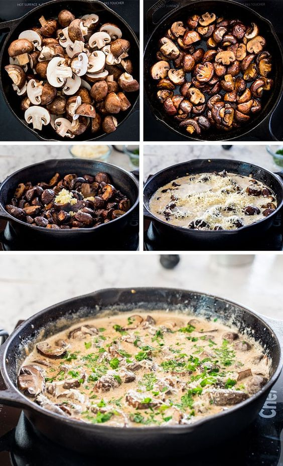 Garlic Mushrooms In Parmesan Cheese