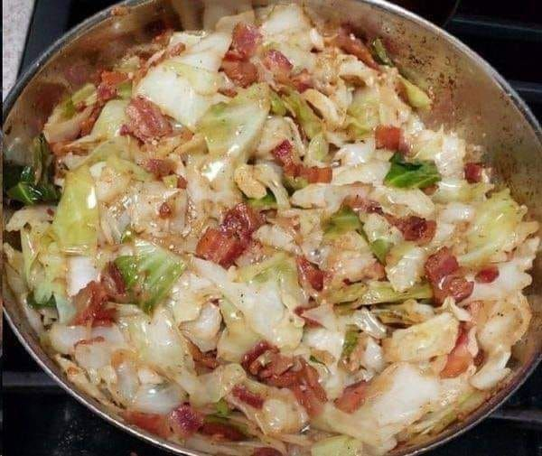 Fried Cabbage with Bacon and Onions