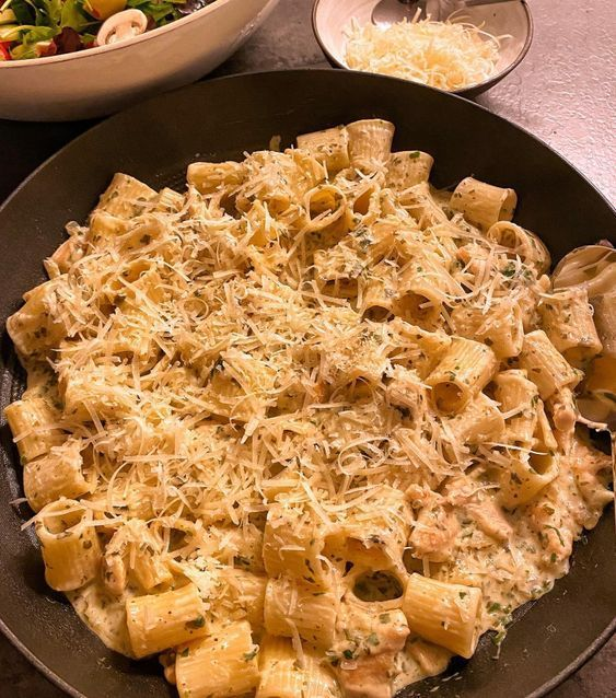 Creamy Parmesan Chicken with Rigatoni Pasta