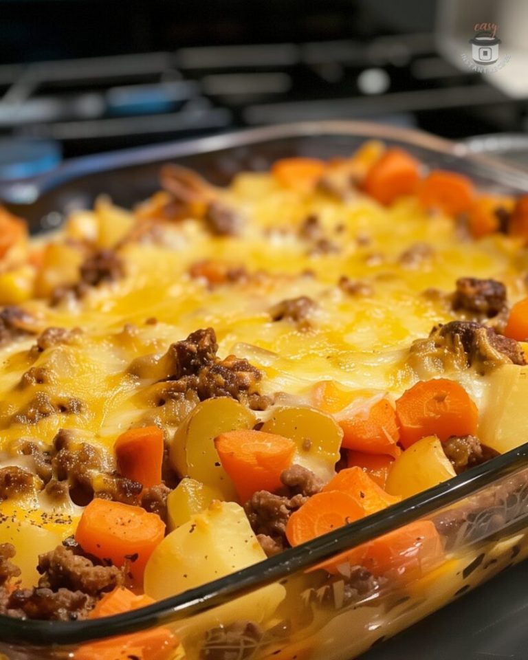 Amish Hamburger with Fall Veggies Bake