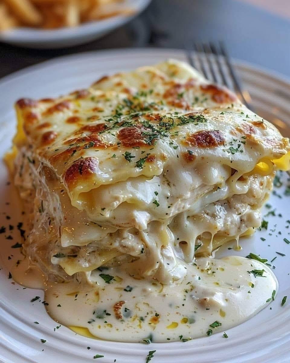 Creamy Chicken Lasagna with White Sauce