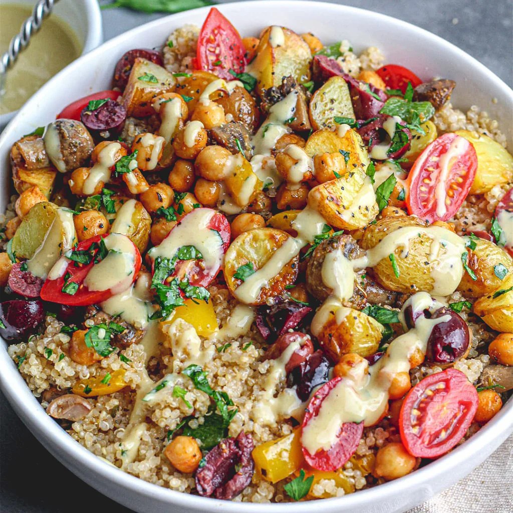 Roasted Potato & Chickpea Quinoa Bowl