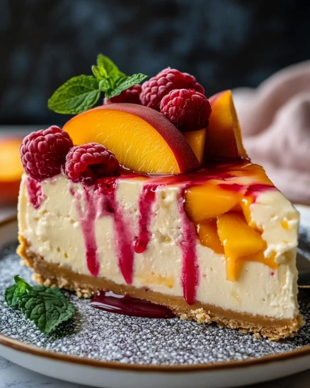 Peach Raspberry Cheesecake