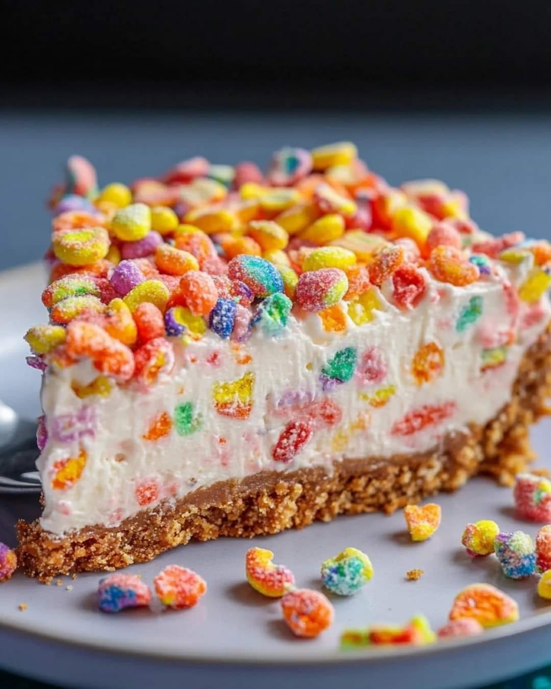 Fruity Pebbles No-Bake Cheesecake