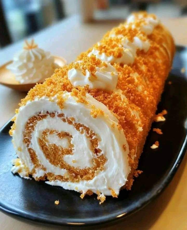 Carrot Cake Roll with Dreamy Cream Cheese Filling!