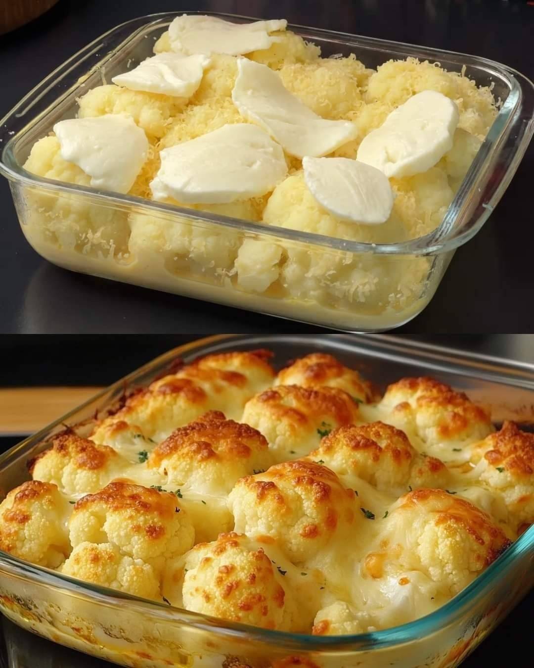 Recipe for Cauliflower with Cheese baked in the oven.