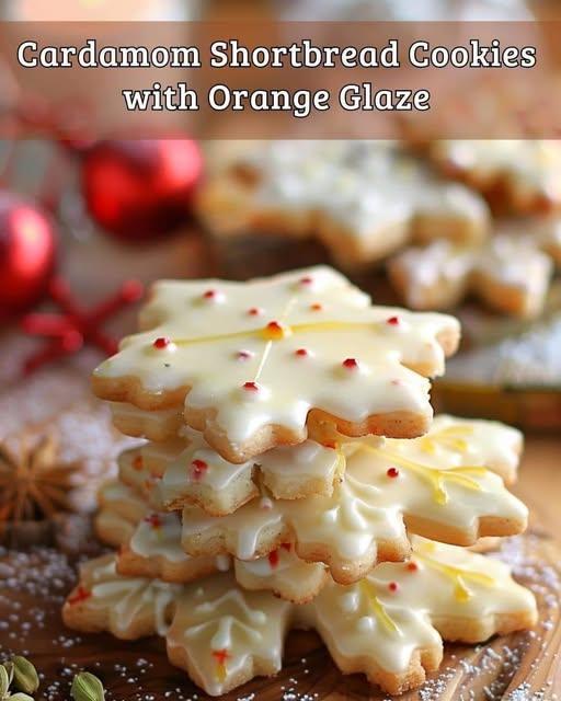 Cardamom Shortbread Cookies with Orange Glaze