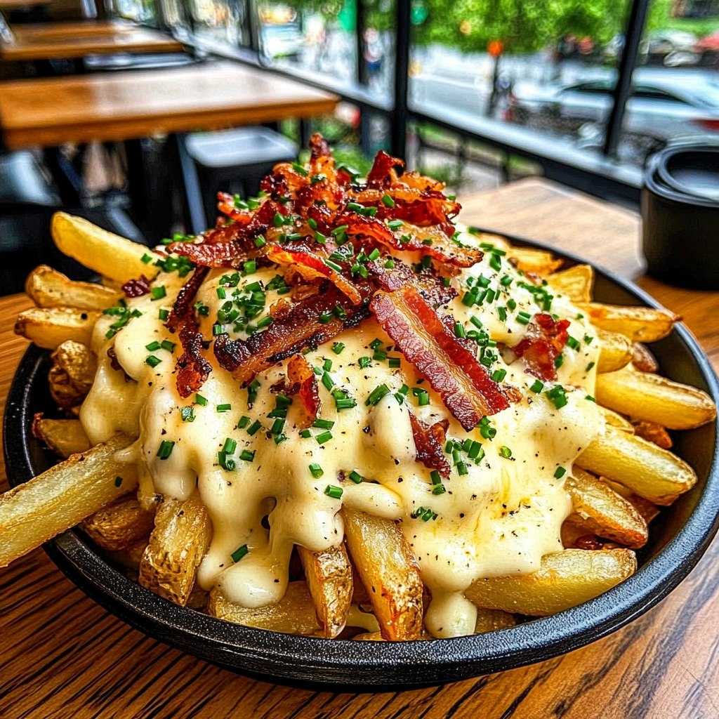 Loaded Cheese Fries with Bacon and Chives