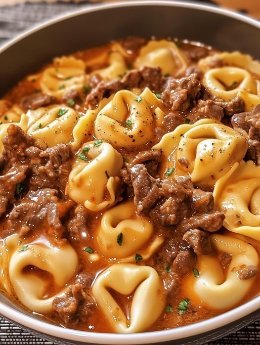 Cheesesteak Tortellini in Rich Provolone Sauce