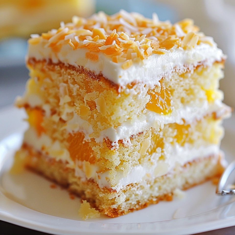 Looking for a tropical dessert to satisfy your sweet tooth? Try this Mandarin Orange Cake with Pineapple Coconut Frosting!