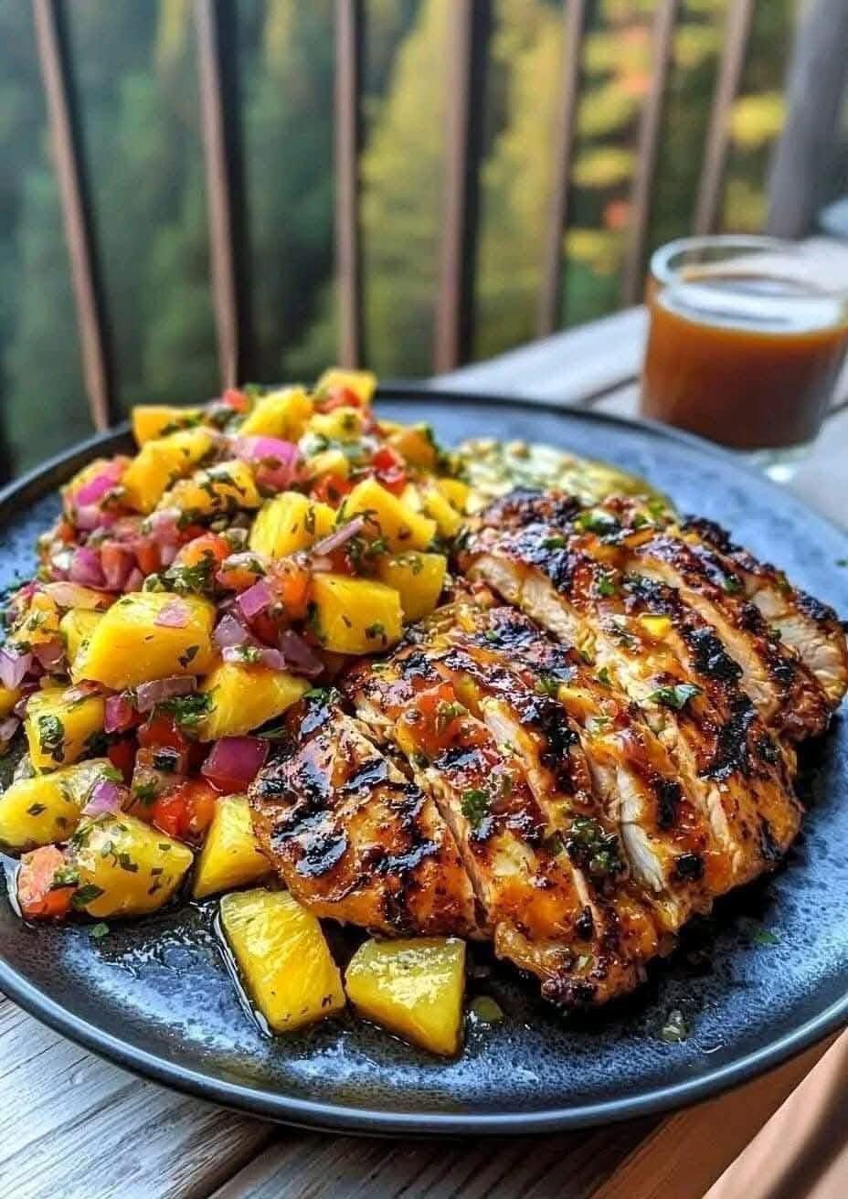 Lemon Ginger Chicken with Pineapple Mango Salsa