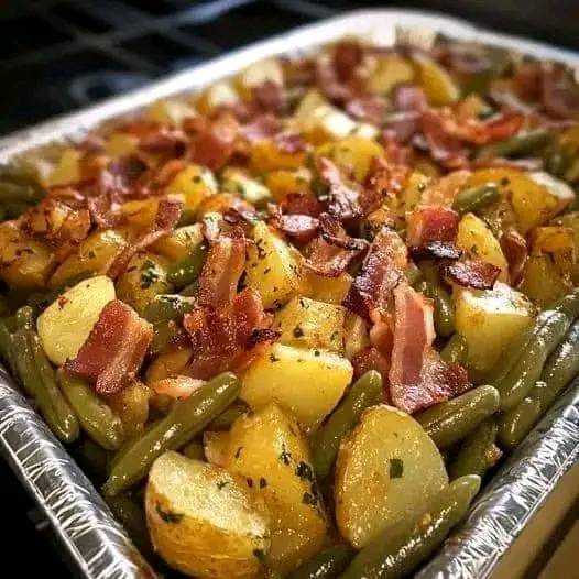 WW Green Bean, Potato, and Turkey Bacon Bake