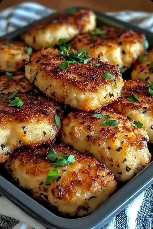 Potato pancakes with cheese and mashed potatoes.