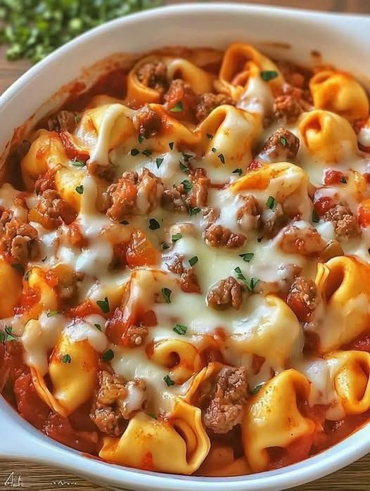 Beef and Cheese Tortellini Bake Recipe